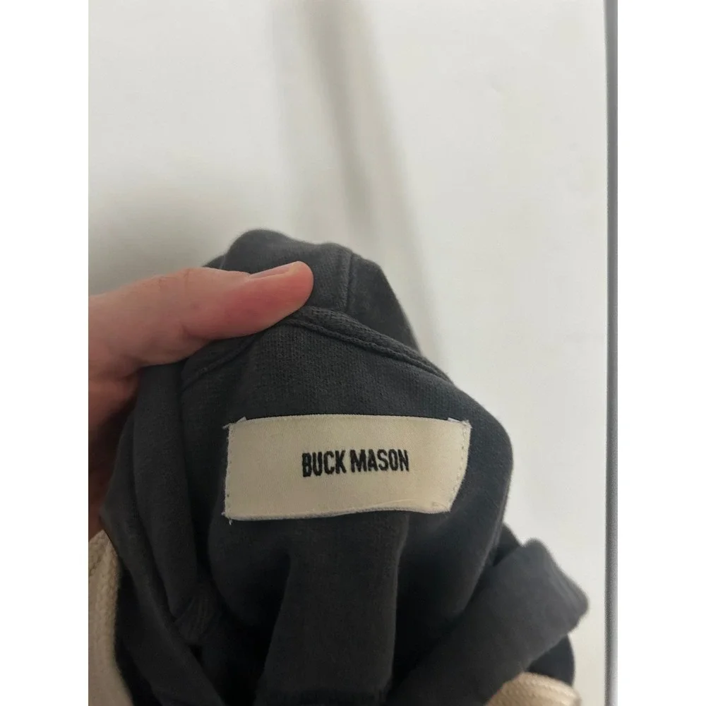Buck Mason Mens Charcoal Gray French Terry Full Zip Hoodie Small